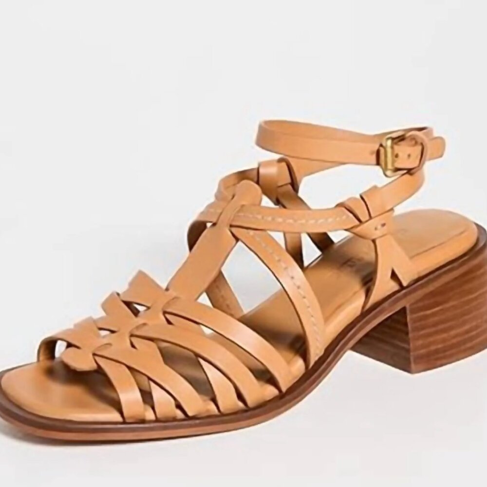 See by Chloe Wraparound Strappy Sandals Tan Leather Size 37.5